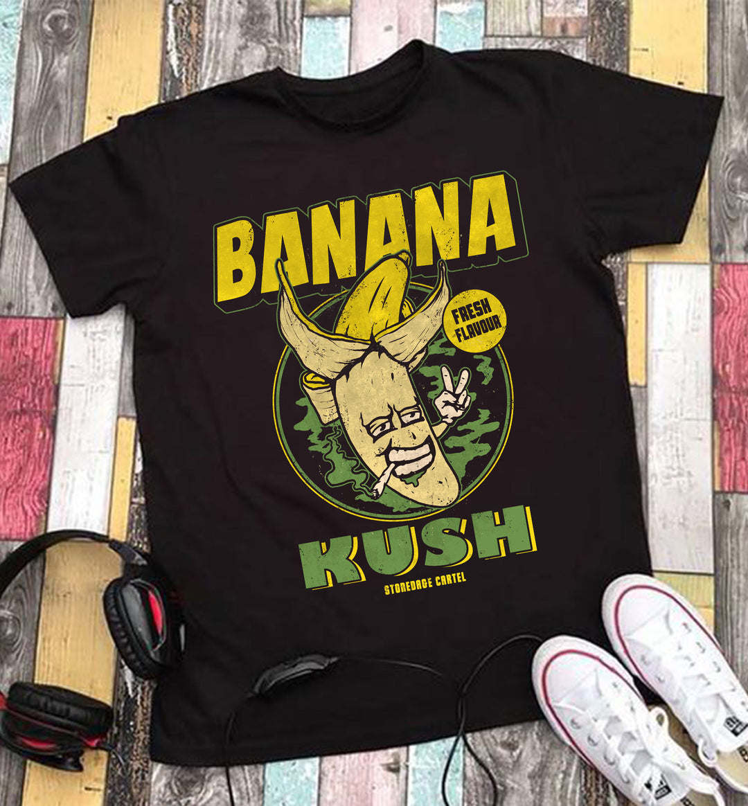'Banana Kush' Unisex Tee, Pealed Banana Smoking Weed Funny Vintage Unisex Tee.