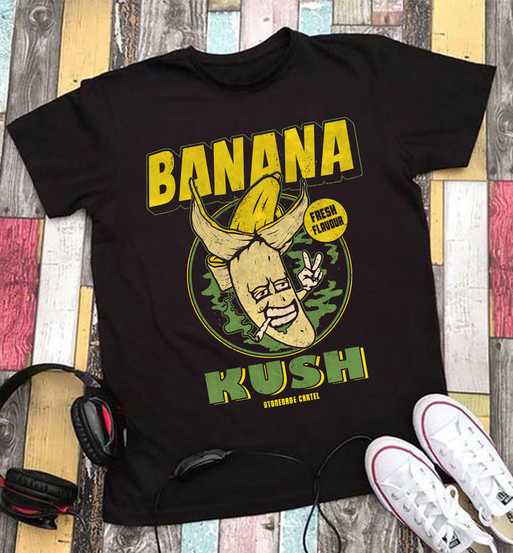 'Banana Kush' Unisex Tee, Pealed Banana Smoking Weed Funny Vintage Unisex Tee.