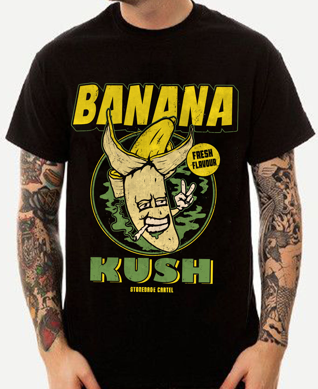 'Banana Kush' Unisex Tee, Pealed Banana Smoking Weed Funny Vintage Unisex Tee Model