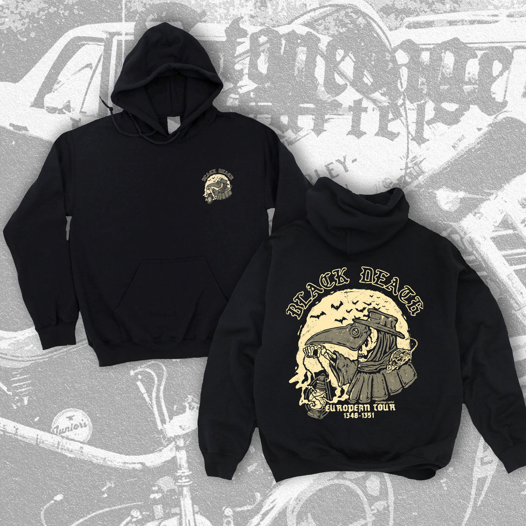 Black Death European tour 1348-1351, Unisex Hoodie, plague doctor skeleton vintage goth clothing.