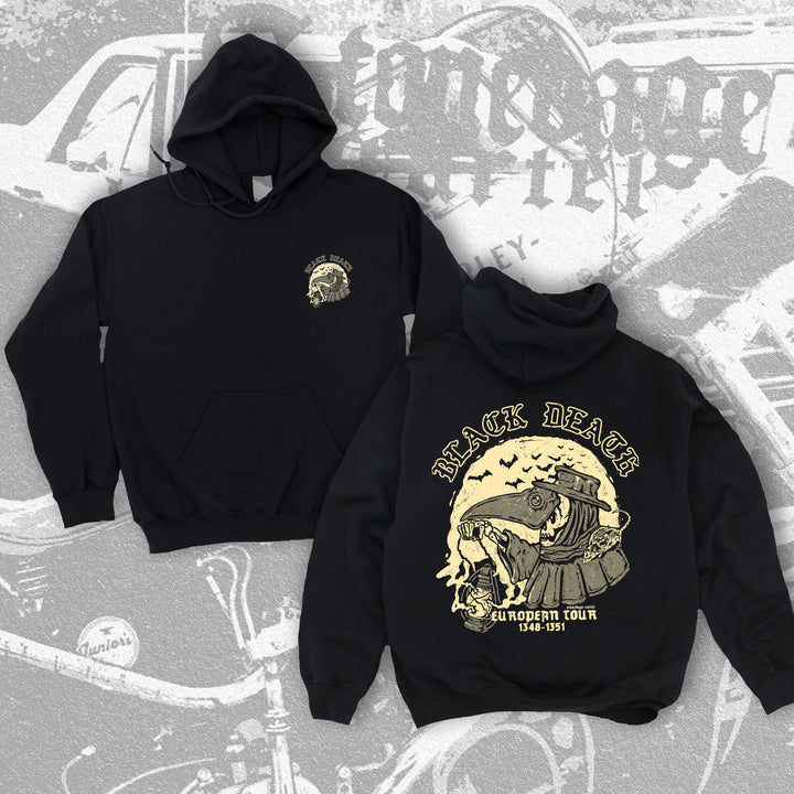 Black Death European tour 1348-1351, Unisex Hoodie, plague doctor skeleton vintage goth clothing.
