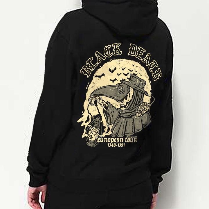 Black Death European tour 1348-1351, Unisex Hoodie, plague doctor skeleton vintage goth clothing Model