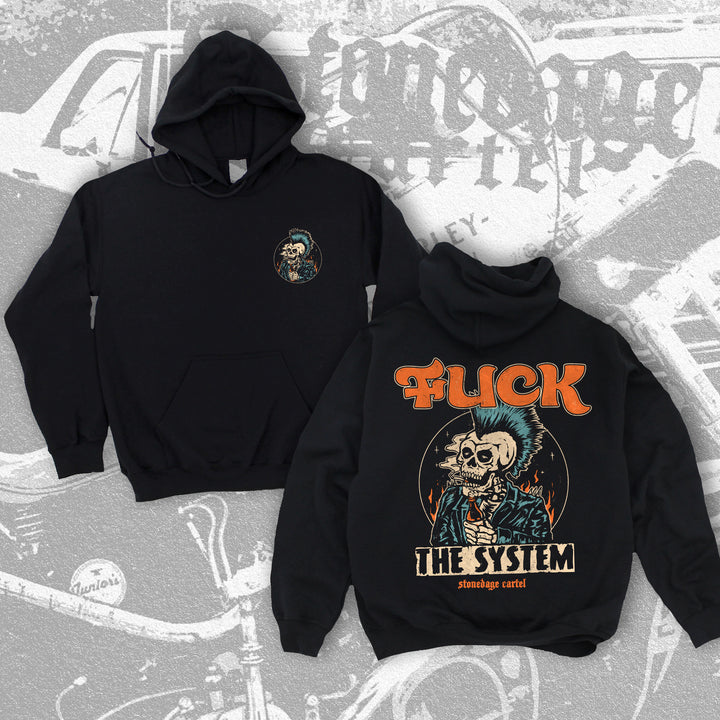 Fuck the system rocker vintage style hoodie