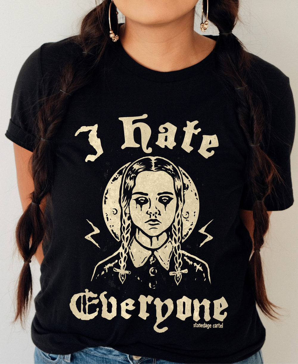 I hate everyone Wednesday Adams Goth T-shirt