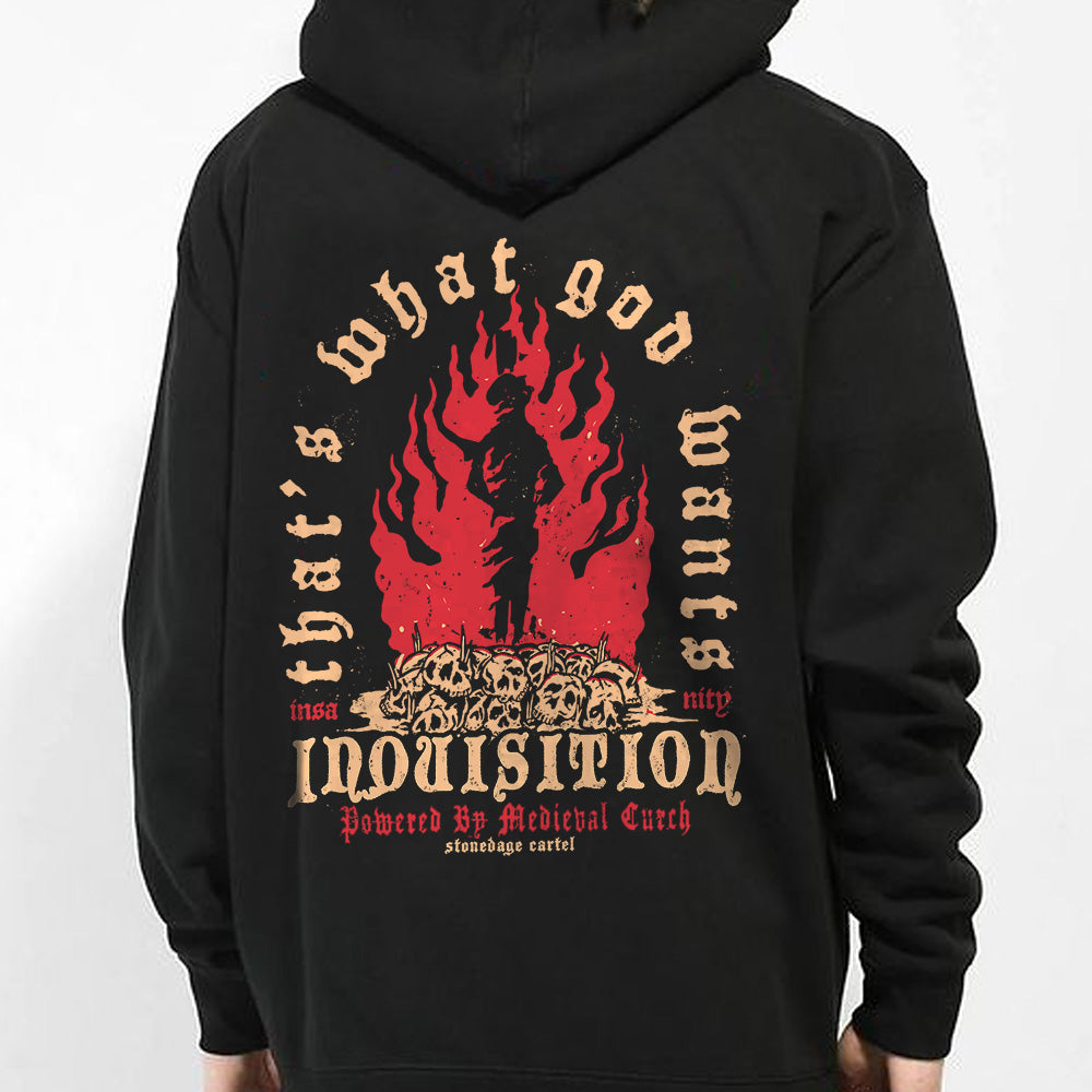 Inquisition Unisex Hoodie, Religion Crimes Historic Goth Unisex Hoodie Model