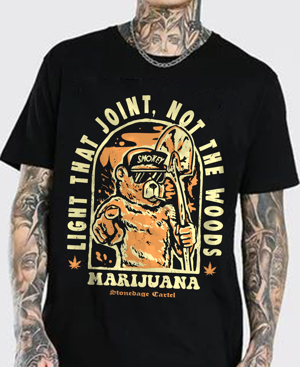 Light That Join, Not The Woods, Urban Smokey The Bear Unisex T-shirt Model