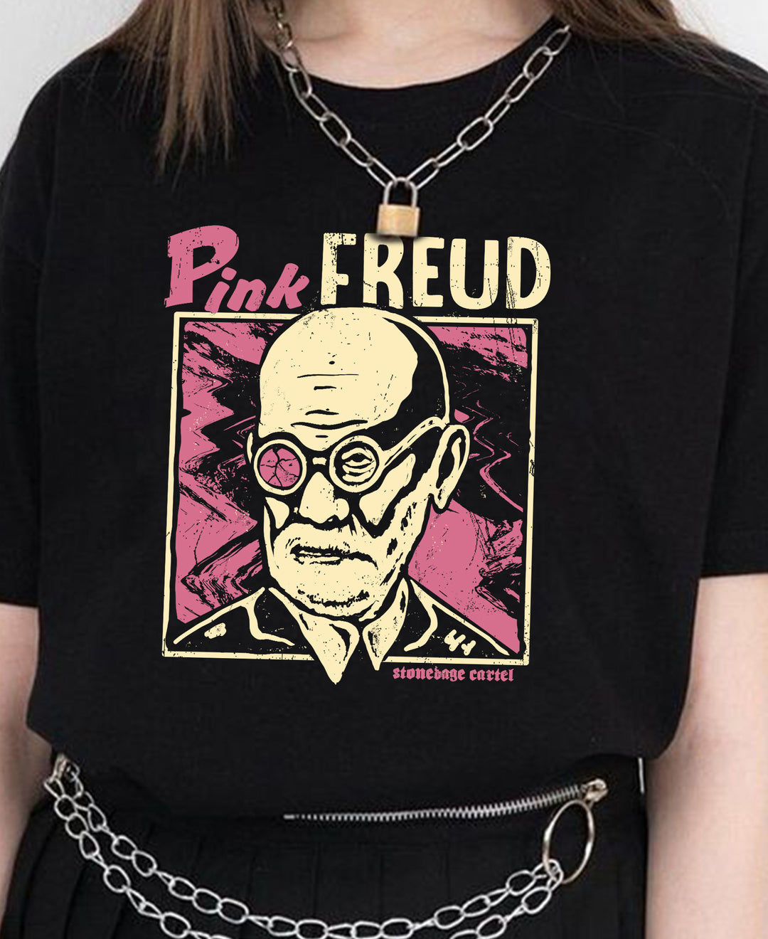 Pink Freud Vintage Funny Unisex Tee, Sigmund Freud Joke Vintage Rocker Tee Model