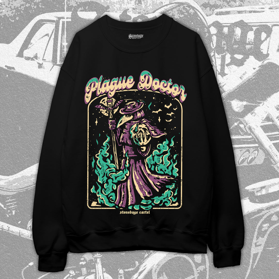 Plague Doctor Unisex Sweatshirt, Goth Vintage Plague Doctor Unisex Sweatshirt