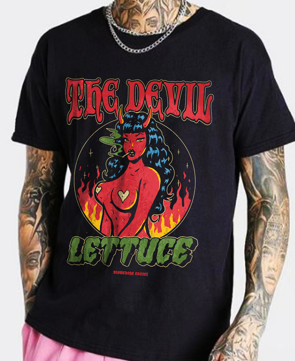 The Devil Lettuce Unisex Tee, Devil Woman Rockabilly Vintage Unisex T-shirt