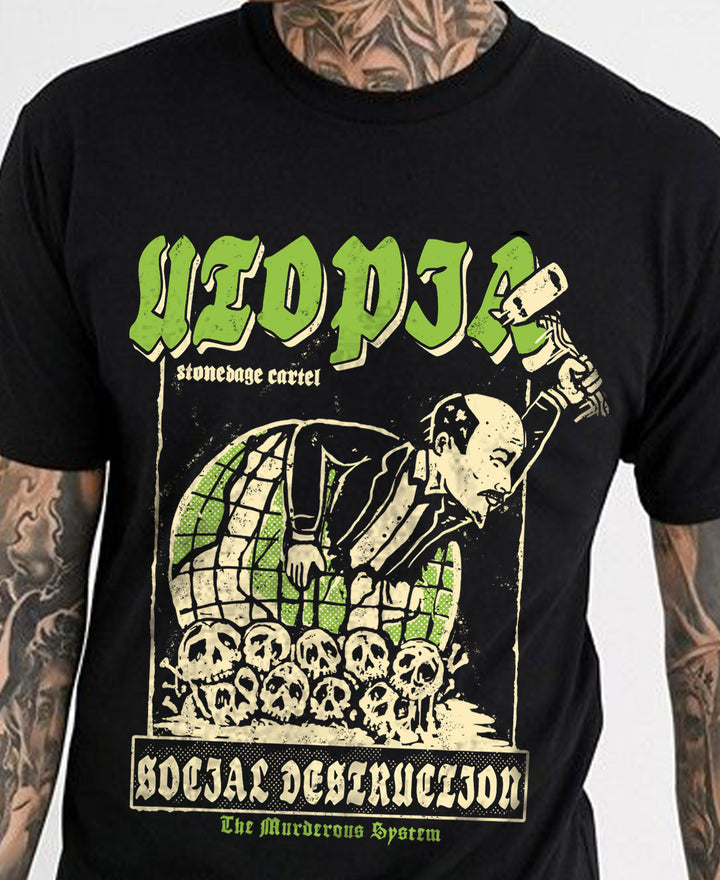 Utopia social destruction Vintage Unisex Tee, Funny Lenin Communism Joke Historic Vintage Unisex T-shirt Model