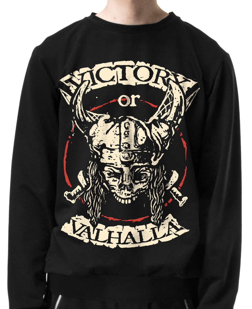 Victory or Valhalla Viking Skull Vintage Rocker Unisex Sweatshirt Model