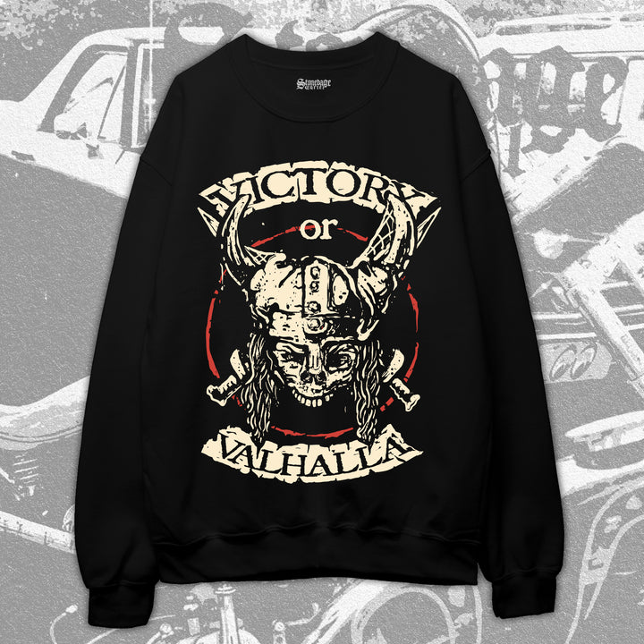 Victory or Valhalla Viking Skull Vintage Rocker Unisex Sweatshirt