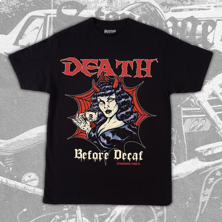 Death Before Decaf Vintage Goth Vampire Woman Unisex Shirt