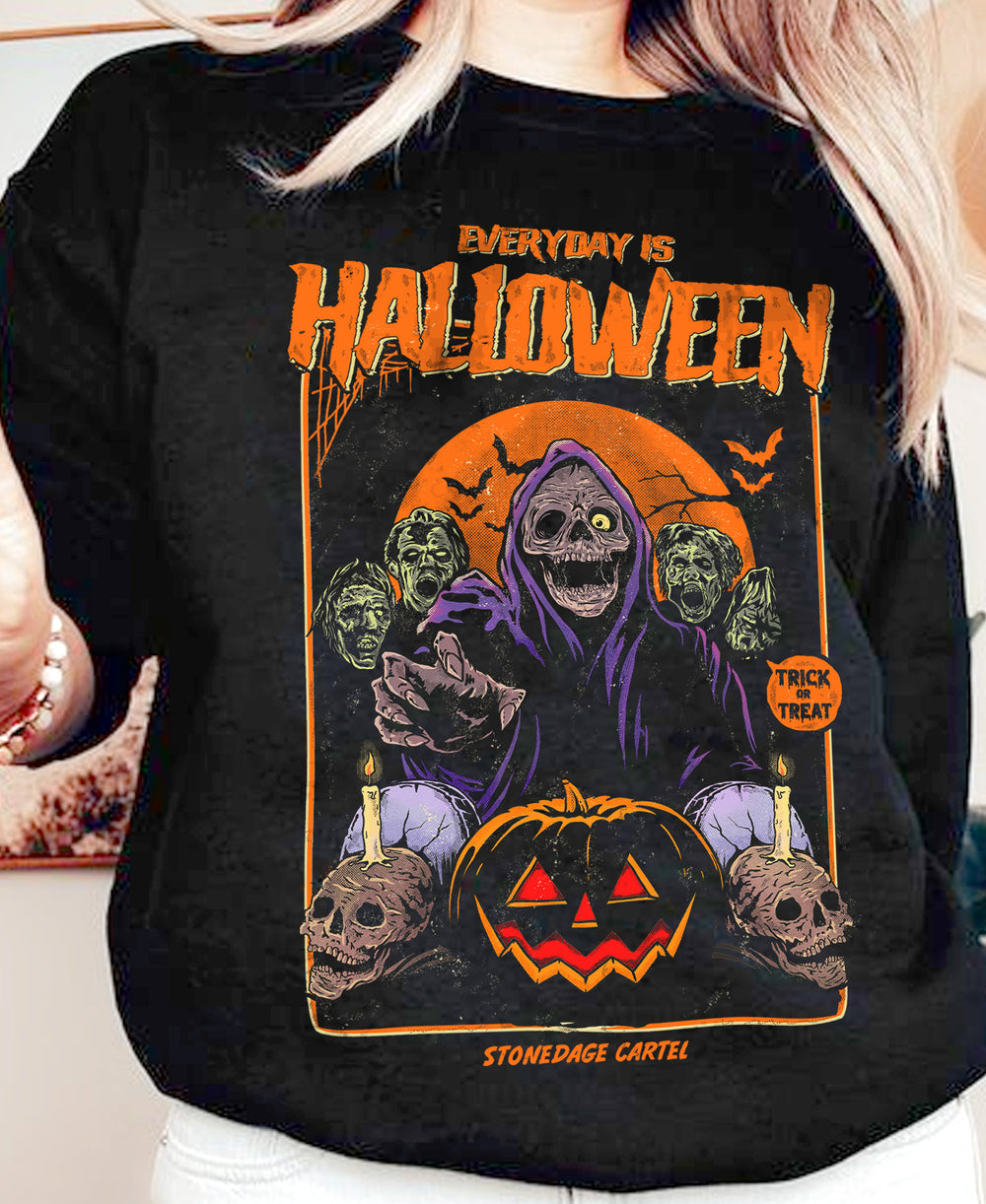 Everyday is Halloween Vintage Spooky Unisex Sweatshirt, Goth Halloween Vintage Unisex Sweatshirt