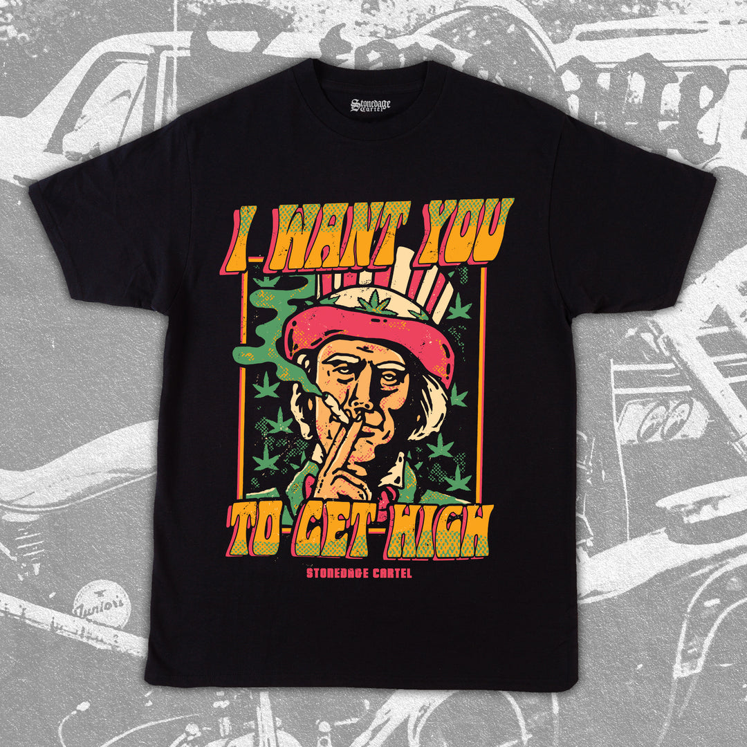 I Want You To Get High Unisex Tee, Uncle Sam Smoking Weed Funny Vintage Unisex T-shirt.