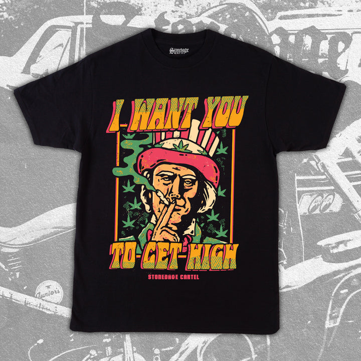 I Want You To Get High Unisex Tee, Uncle Sam Smoking Weed Funny Vintage Unisex T-shirt.