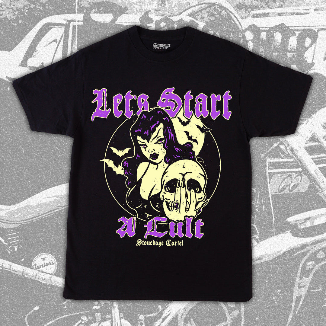 let's start a cult goth spooky t-shirt