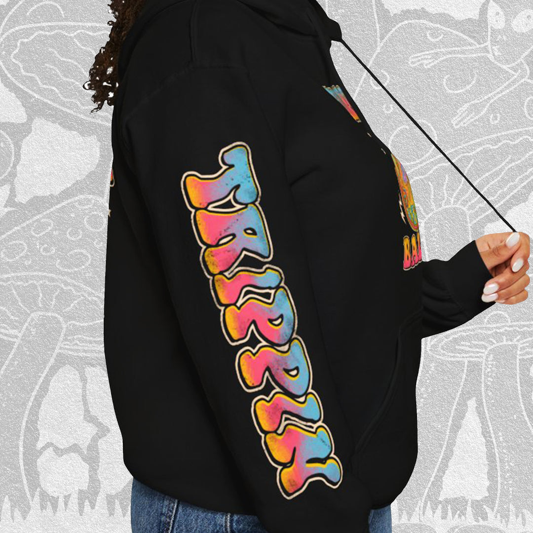 Trippin' Balls Colorful Unisex Hoodie Model Side Sleeve
