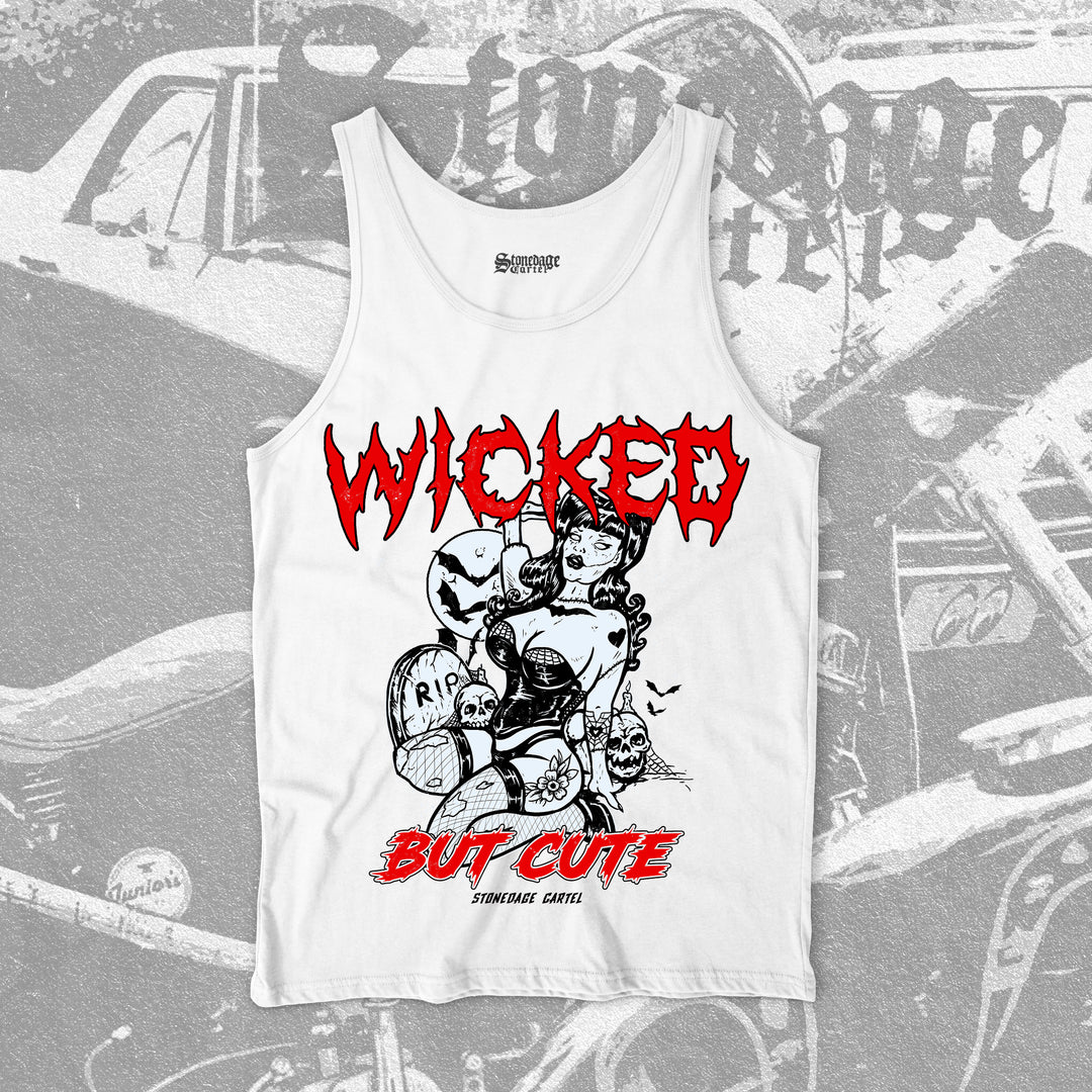 'Wicked But Cute' Unisex Tank Top White