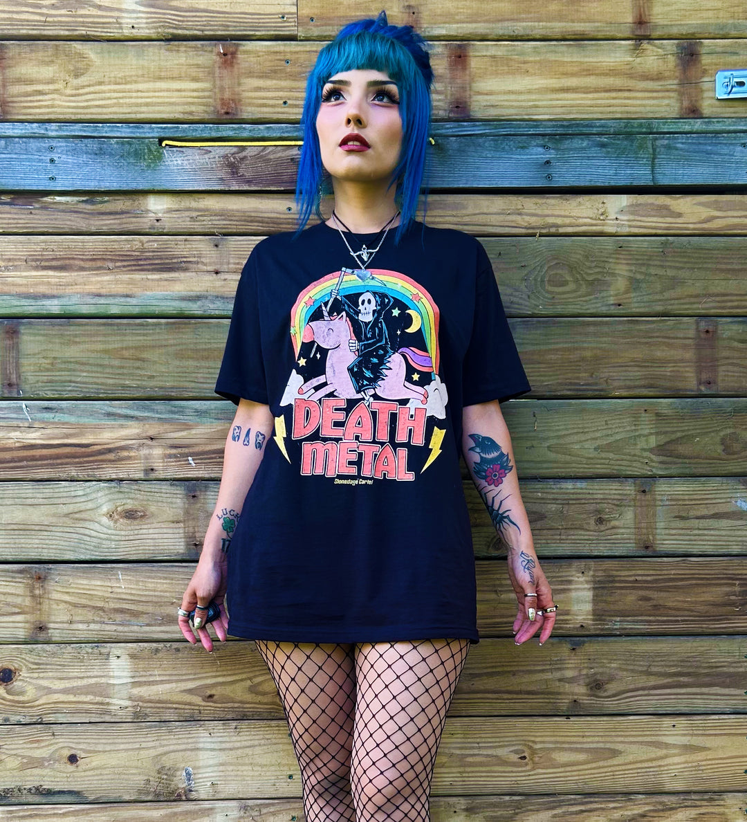 Death Metal Vintage Cute Unicorn Rocker T-shirt Punk Girl