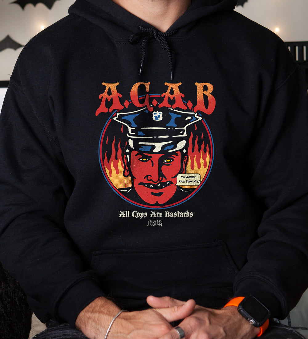 All Cops Are Bastards Unisex Hoodie, Vintage Grunge Devil Cop Streetwear Hoodie Front Man Model