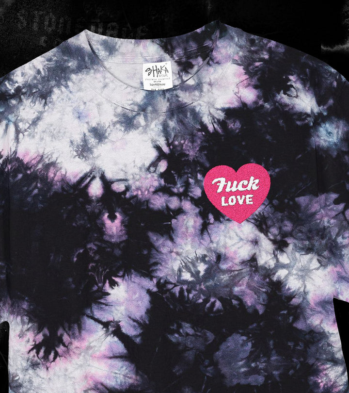 Tie-Dye Oversized Embroidered  Tee "Fuck Love"