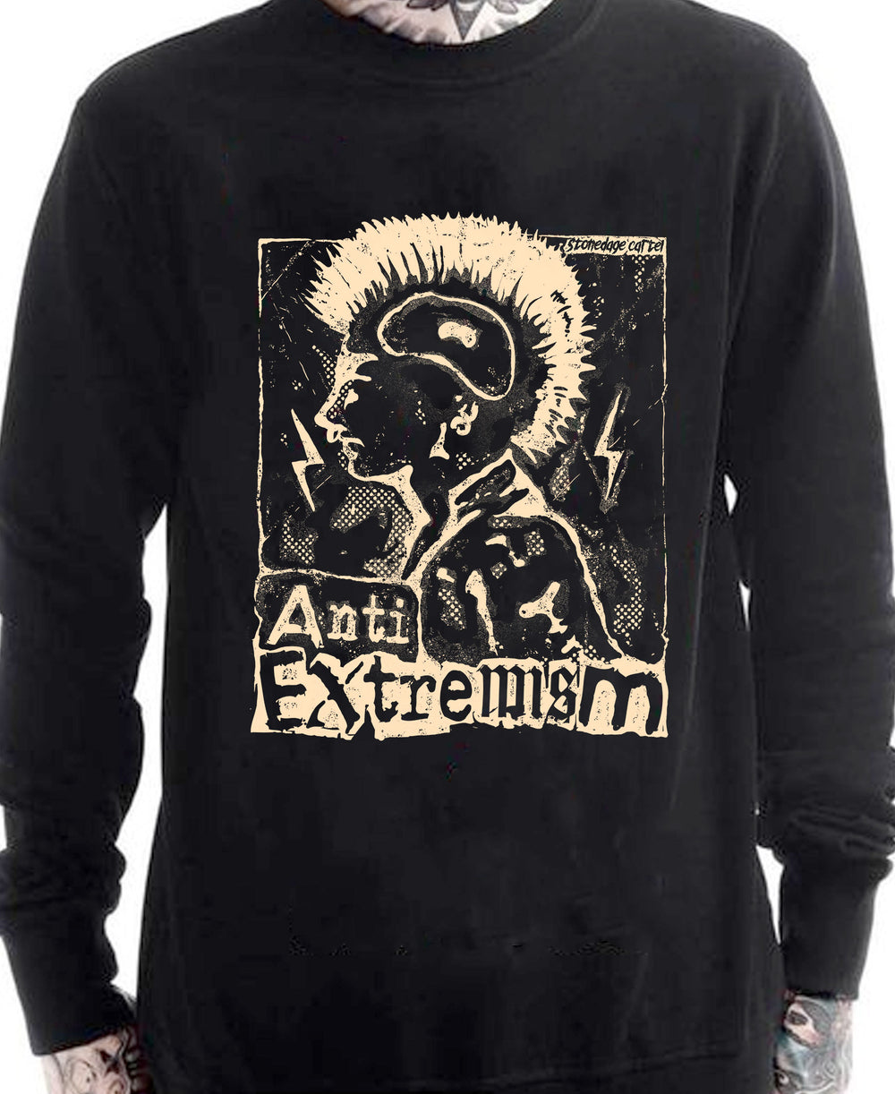 Anti Extremism Unisex Sweatshirt, Vintage Rocker Activism Anti Extremism Sweatshirt Model