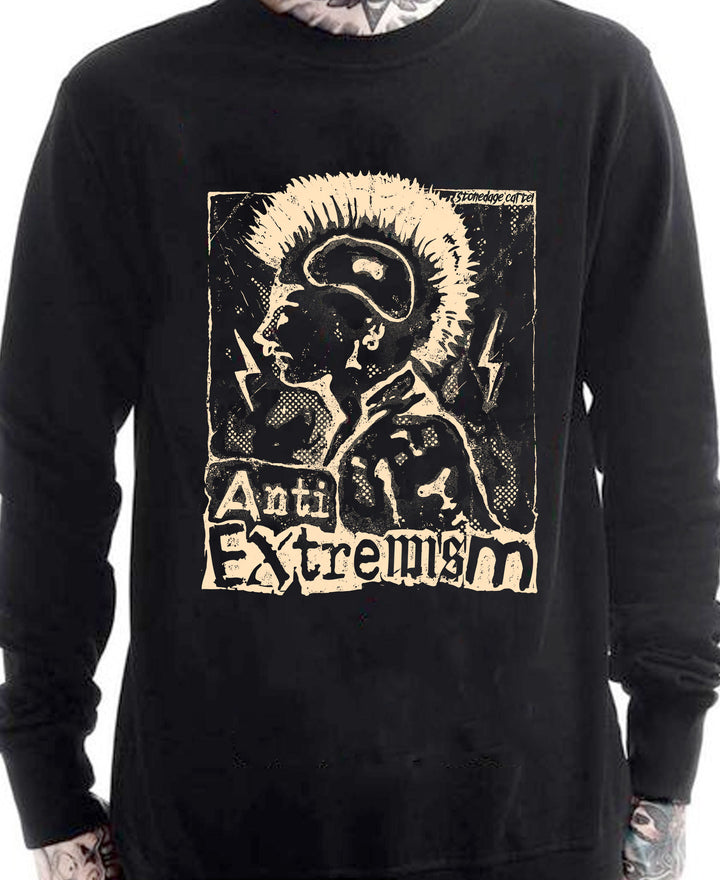Anti Extremism Unisex Sweatshirt, Vintage Rocker Activism Anti Extremism Sweatshirt Model