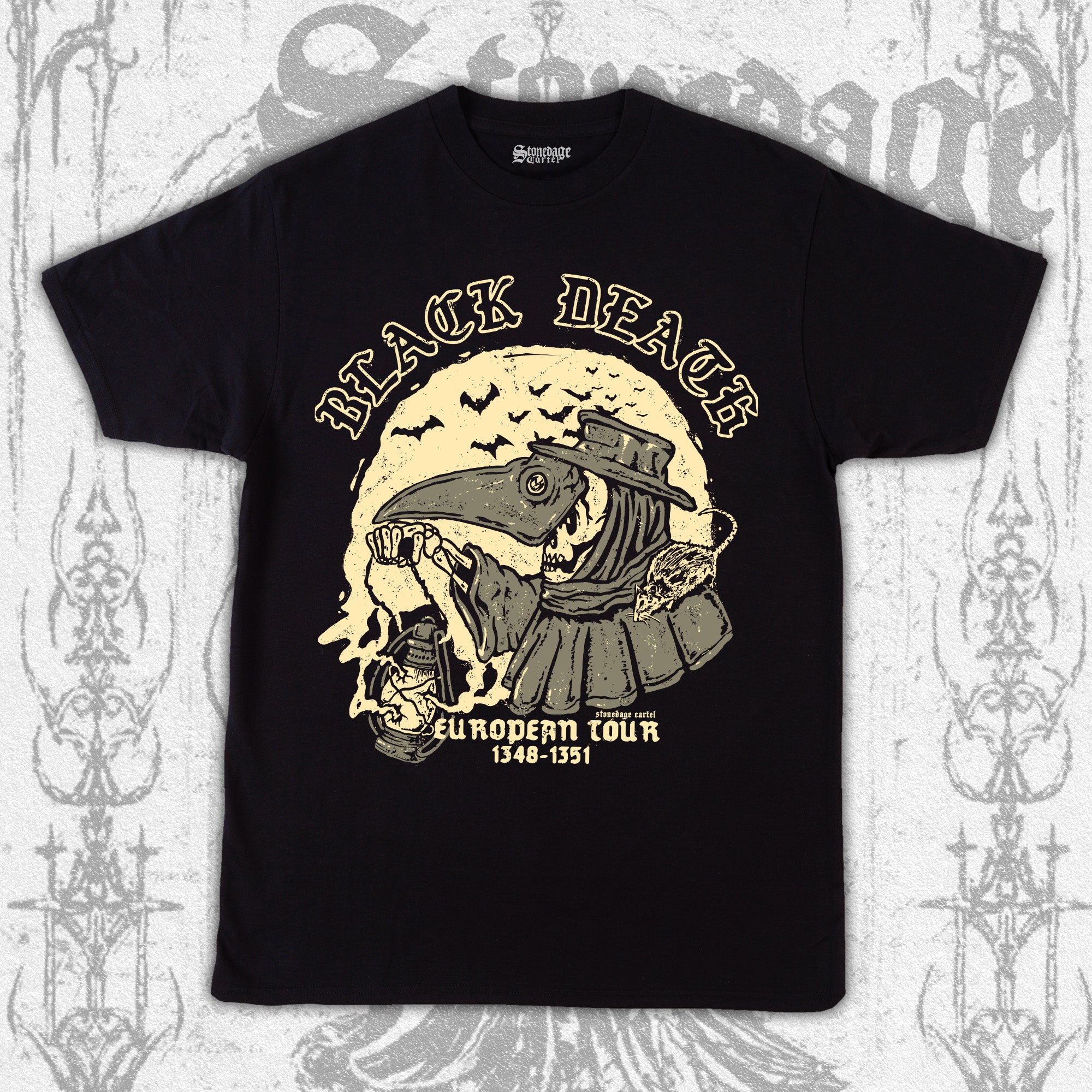 Black Death European Tour Tshirt Unisex Plague Rat Gothic Medieval Dark Humour E