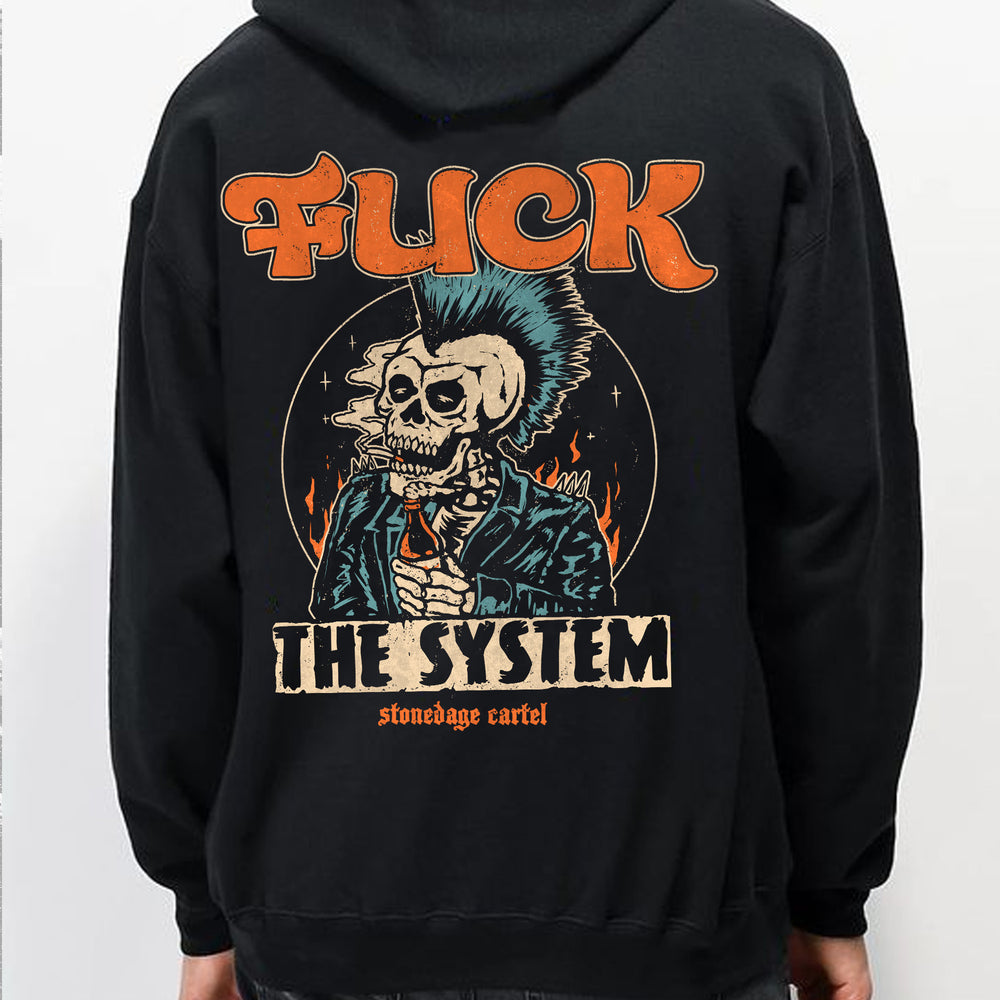 Fuck the system rocker vintage style hoodie