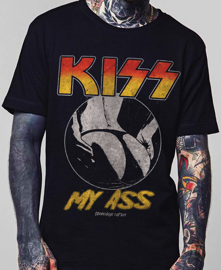 Kiss My Ass Unisex Tee, Kiss Parody Rocker Unisex T-shirt Model