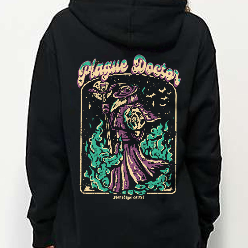 Plague Doctor Unisex Hoodie, Goth Colorful Vintage Plague Doctor Unisex Hoodie Model