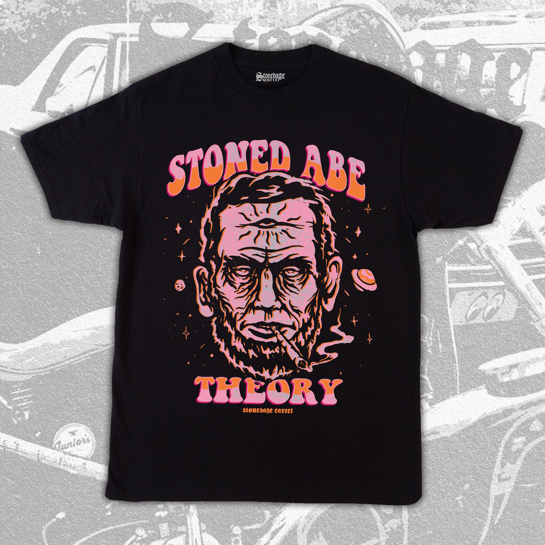 Stoned Abe theory-Abraham Lincoln smoking weed Unisex T-shirt, Psychedelic Vintage Graphic Tee.