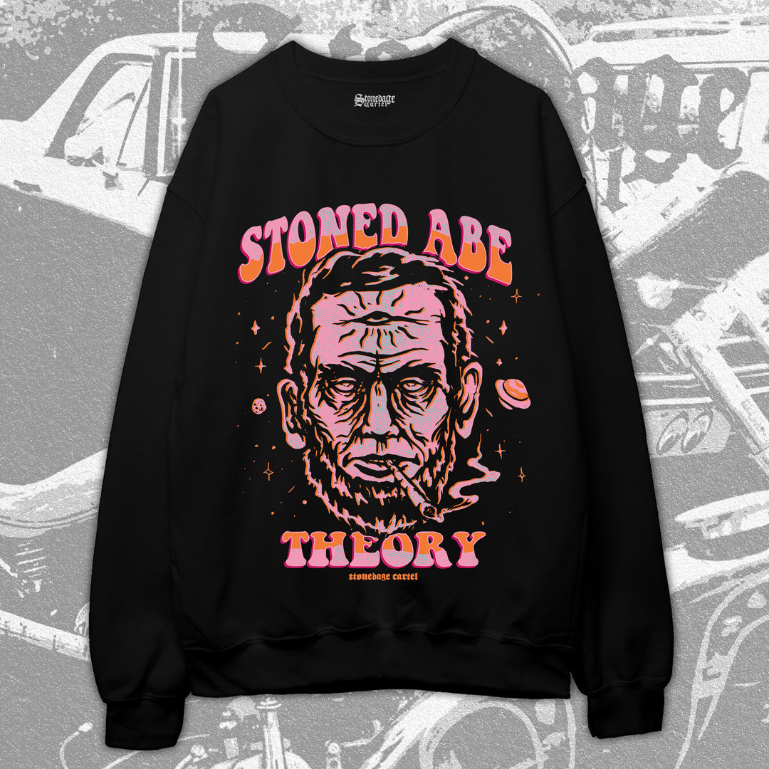 Stoned Abe theory-Abraham Lincoln smoking weed Unisex Sweatshirt, Psychedelic Vintage Sweatshirt