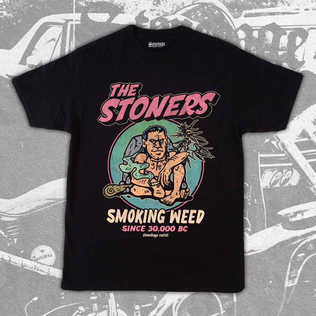 The Stoners Smoking Weed Since 30.000 BC Unisex T-shirt, Funny Vintage Stone Age Man Smoking Weed Unisex Tee