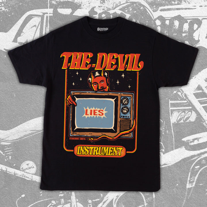 The Devil Instrument Vintage Unisex T-shirt, Tv Lies Anti Propaganda Graphic Unisex Tee