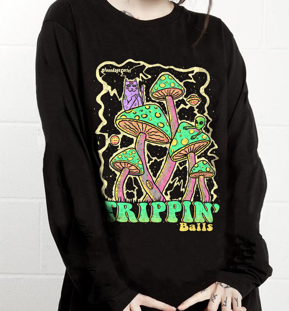 Psychedelic Trippin' Balls Unisex Long Sleeve Model