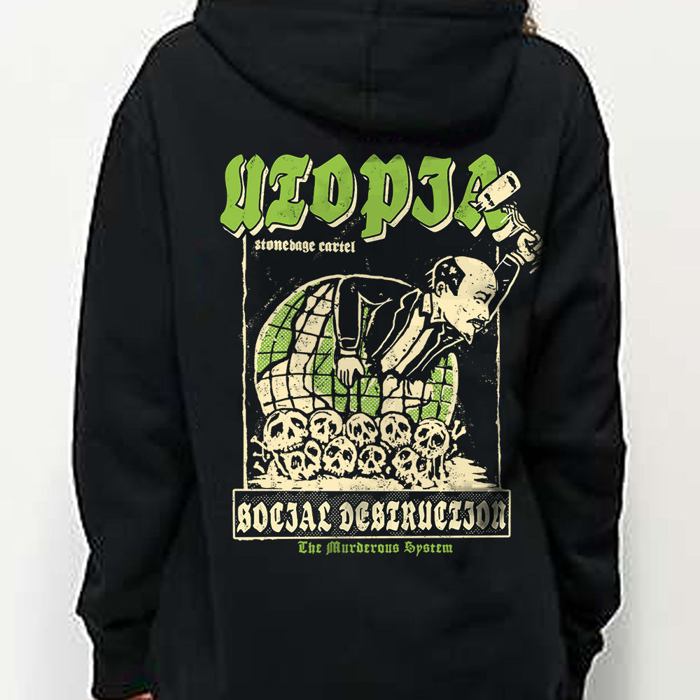 Utopia - Social Destruction Unisex Hoodie, Lenin Parody Anti Communism Vintage Unisex Hoodie Model