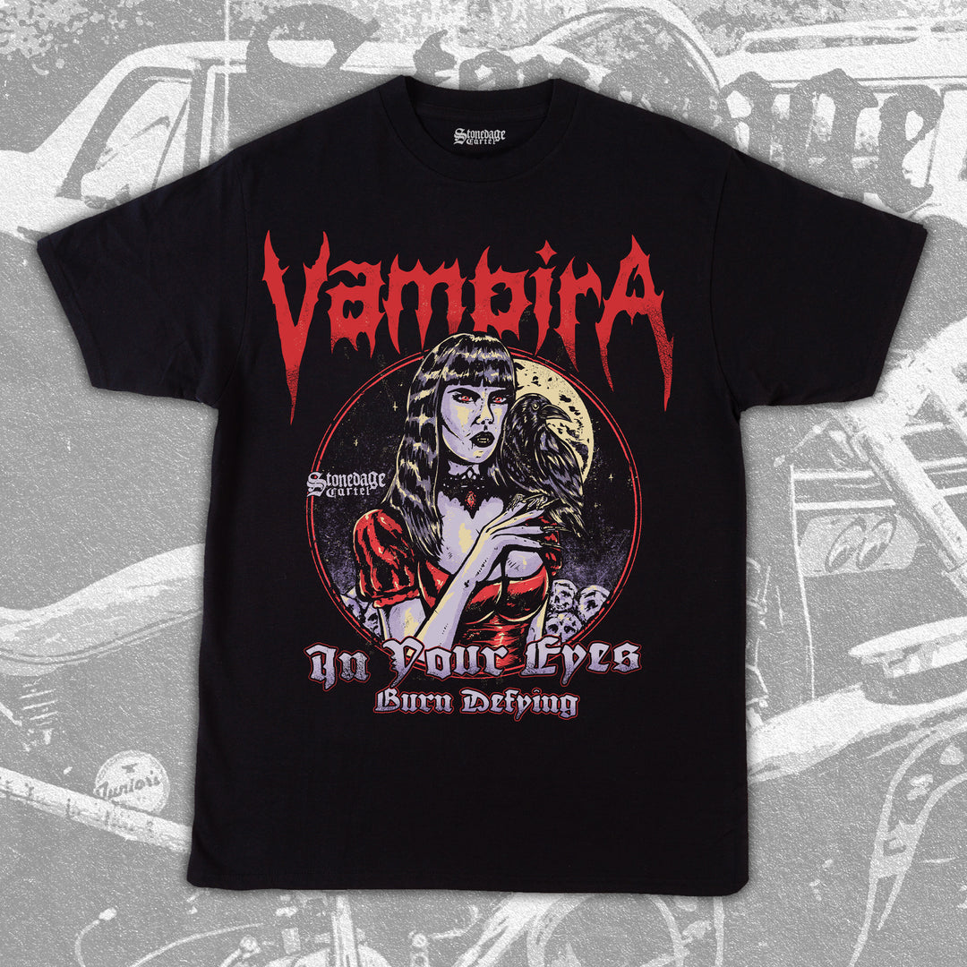 Vampira - In Your Eyes Burn Defying Goth Vintage Unisex Tee