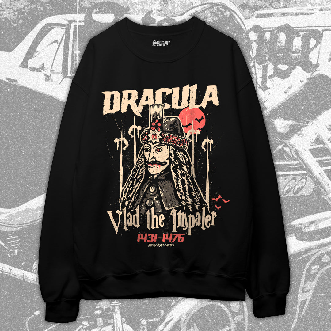 Dracula-Vlad The Impaler 1431-1476 Goth Horror Sweatshirt, Vampire Historic Vlad Tepes Horror Historic Unisex Sweatshirt