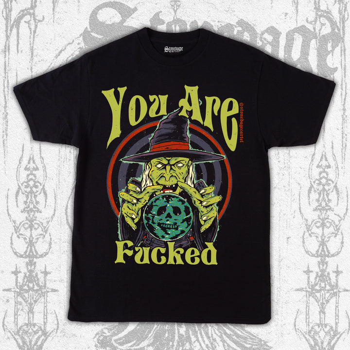You Are Fucked Vintage Goth Graphic Tee, Wizard Casting Spell Vintage Illustration Funny Unisex T-shirt