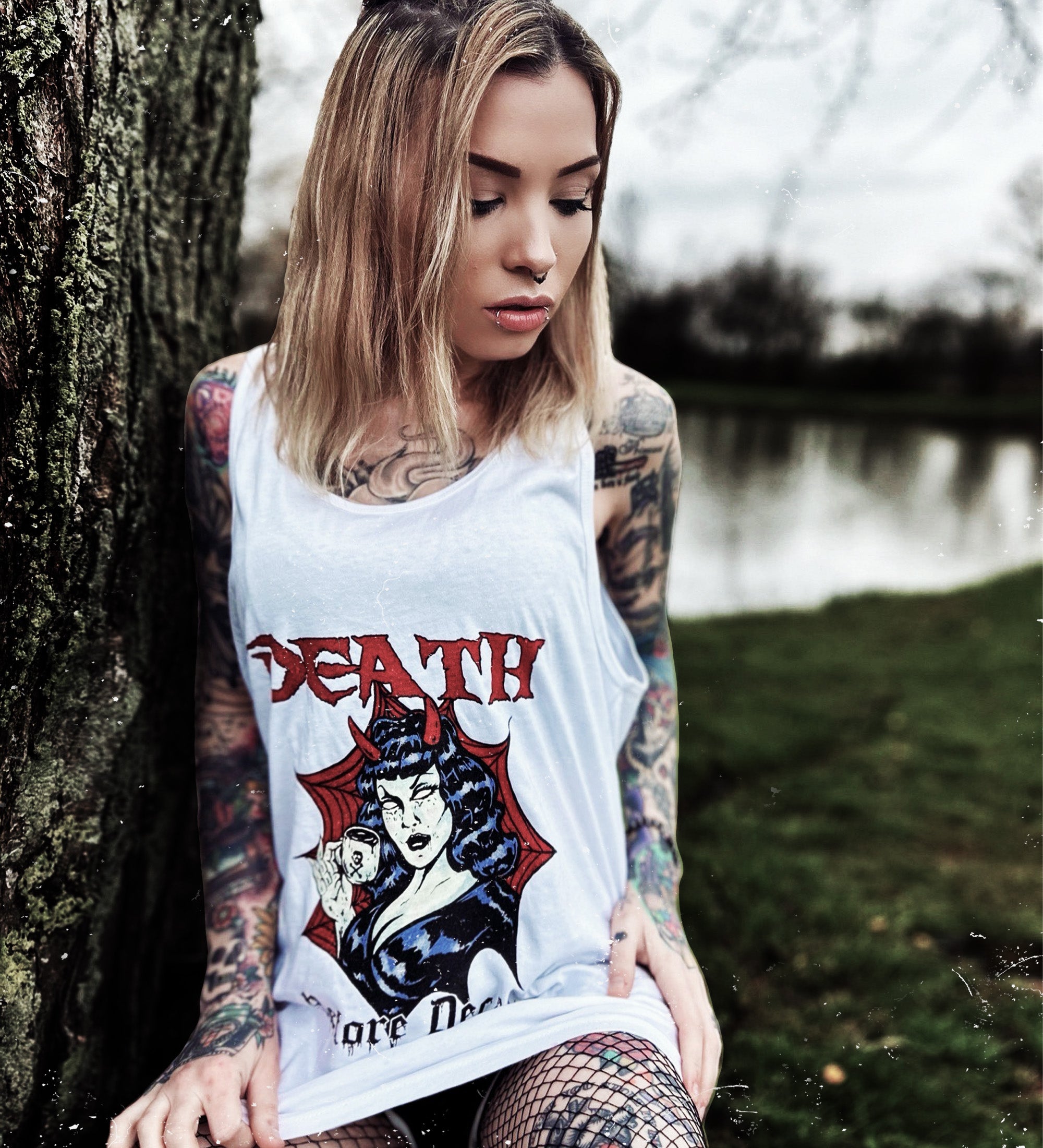 Death Before Decaf' Unisex Tank Top White – Stonedage Cartel