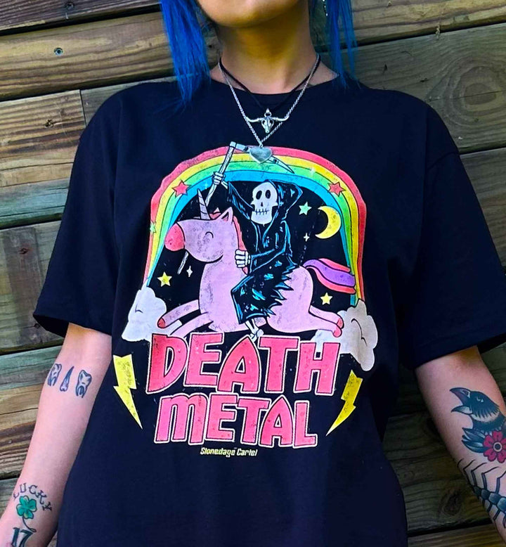 Death Metal Grim Reaper Unicorn Vintage Unisex Tee
