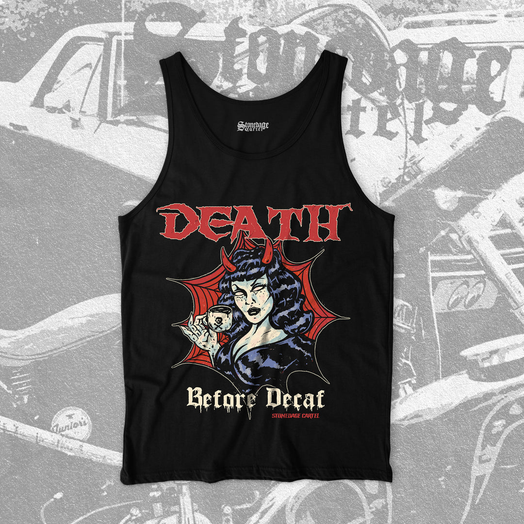 Death Before Decaf Vintage Goth Unisex Tank Top