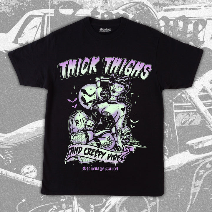 Thick Thighs And Creepy Vibes Gothic Unisex T-shirt