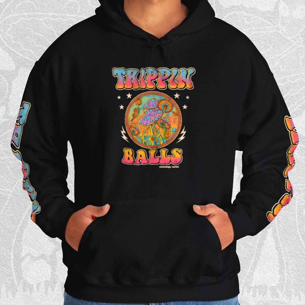 Trippin' Balls Colorful Unisex Hoodie Model Man Front
