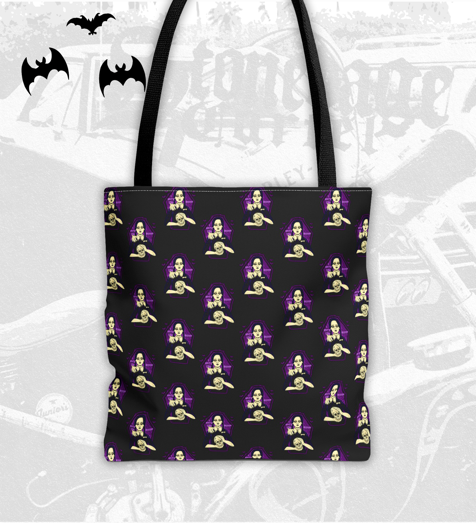 Wednesday Adams Tote Bag aop