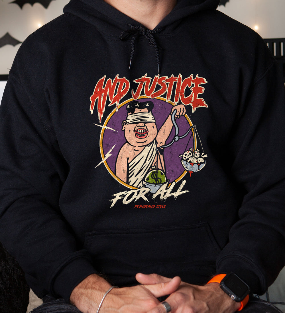  And Justice For All Unisex Rocker Hoodie, Kin Jong Un Funny Vintage Rocker Hoodie, Stonedage Cartel.